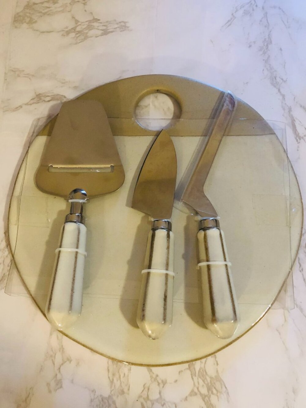 Hearth & Hand with Magnolia Stoneware Cheese Board & Metal Cheese Tool Set